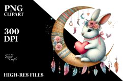Colorful Pastel Boho Rabbit Heart PNG Product Image 2