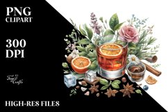 Sazerac Watercolor Sublimation Clipart Product Image 1