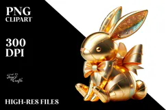 Creative Vintage Bunny Sitting PNG Product Image 2