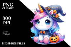 Cute Baby Unicorn Halloween Clipart Product Image 2