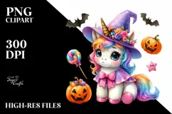 Cute Baby Unicorn Halloween Clipart Product Image 3