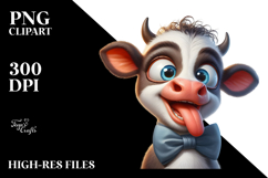 Whimsical Baby Calf with Bow Tie PNG Product Image 2