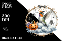 Hummingbird Dressed for Halloween Sitting on Cloud PNG Product Image 2