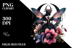Gothic Fairy on Flower PNG Product Image 2
