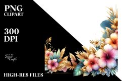 Abstract Hawaiian Flowers Gold Foil Frame Product Image 2