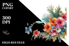 Abstract Hawaiian Flowers Gold Foil Frame Product Image 2