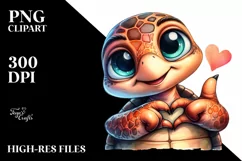 Vibrant Turtle Portrait Love Sign Clipart Product Image 1