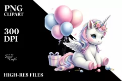 Balloons Baby Unicorn | Clipart Product Image 1