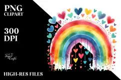 Colorful Rainbow with Hearts PNG Product Image 2