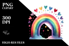 Colorful Moon with Hearts PNG Product Image 2
