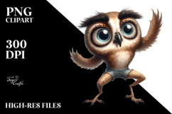 Silly Owl with Human-Like Eyebrows PNG Product Image 2
