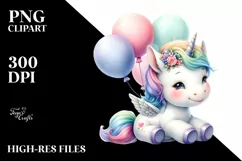 Balloons Baby Unicorn | Clipart Product Image 1