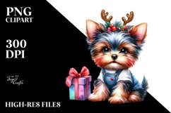 a Vibrant Baby Yorkshire Terrier PNG with Reindeer Horns Product Image 3