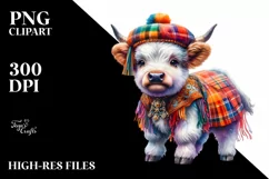 colorful Baby Highland Cow in Hambo Dancer's Attire Product Image 1