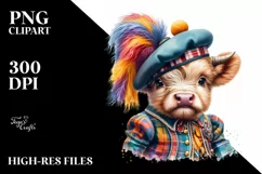 Colorful Baby Highland Cow Hambo Dancer PNG Product Image 1