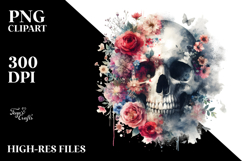 Grungy Skull made of flowers PNG Product Image 2
