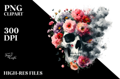 Colorful Skull with Flowers PNG Product Image 2