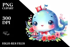 Small Baby Whale Sailor | Sublimation | Clipart Product Image 3