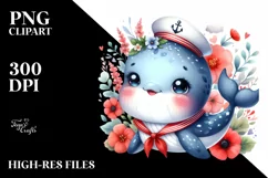 Small Baby Whale Sailor | Sublimation | Clipart Product Image 1