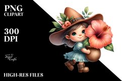 Cute Baby Gnome with Hibiscus PNG Product Image 2