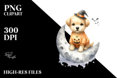 Cute Puppy Standing on Moon PNG Product Image 2