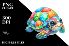 Colorful Vibrant Baby Turtle | Sublimation | Clipart Product Image 2