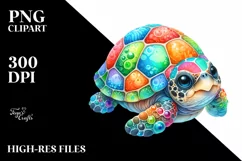 Colorful Vibrant Baby Turtle | Sublimation | Clipart Product Image 1