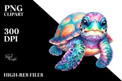 Colorful Vibrant Baby Turtle | Sublimation | Clipart Product Image 3