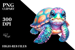 Colorful Vibrant Baby Turtle | Sublimation | Clipart Product Image 2