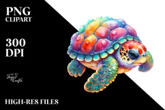 Colorful Vibrant Baby Turtle | Sublimation | Clipart Product Image 2