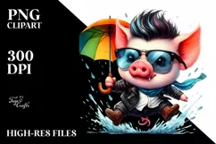 Baby Pig with Cool Haircut PNG Product Image 3