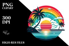 Retro Tropical Rainbow Sunset PNG Product Image 2