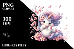 Cute Baby Unicorn Spring Petals | Clipart Product Image 1
