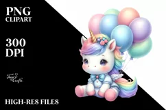 Balloons Baby Unicorn | Clipart Product Image 1