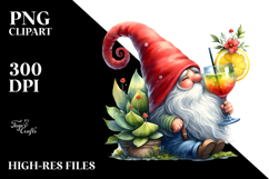 Gnome Drinking a Cocktail with a Giant Lemon, Watercolor PNG Product Image 2