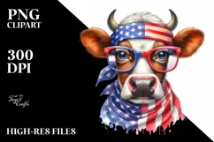 Sublimation Cow Portrait | USA Flag | Bandana Product Image 3