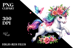Baby Unicorn with Floral Wreath PNG Product Image 2