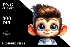 Cute Baby Monkey with Cool Haircut PNG Product Image 2
