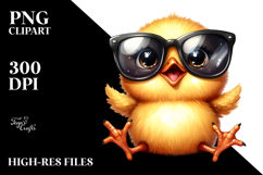 Funny Chick Sitting Sunglasses Clipart Product Image 2