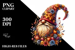Detailed Vibrant Autumn Gnome PNG Product Image 1