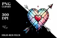 Simple Watercolor Stained Hearth with Arrow PNG Product Image 2