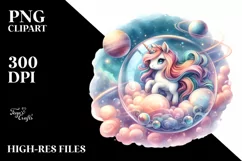 Cute Unicorn Twirling in Bubble | Sublimation | Clipart Product Image 1
