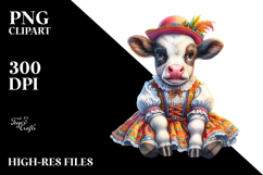 colorful Baby Cow in Schottische Dancer&#039;s Outfit Product Image 2