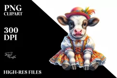 colorful Baby Cow in Schottische Dancer's Outfit Product Image 3
