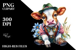 colorful Baby Cow in Schottische Dancer&#039;s Outfit Product Image 1