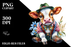 colorful Baby Cow in Schottische Dancer's Outfit Product Image 2