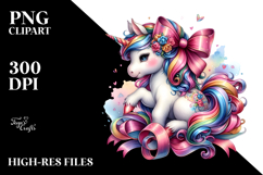 colorful Baby Unicorn with Ribbon Product Image 2