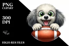 Crazy Poodle Playing Football | Clipart Product Image 1