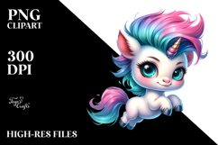 Cute Baby Unicorn with Cool Haircut PNG Product Image 2