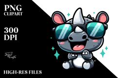 Ridiculously Cute Rhino with Sunglasses PNG Product Image 2
